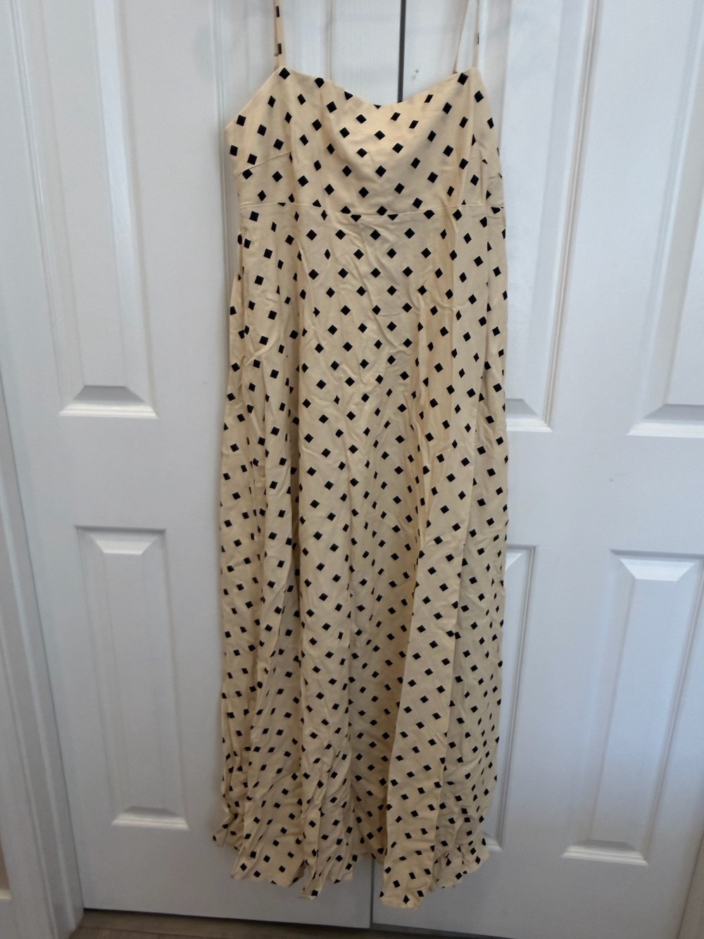 Commense Beige Maxi Skirt with Black Diamond Print